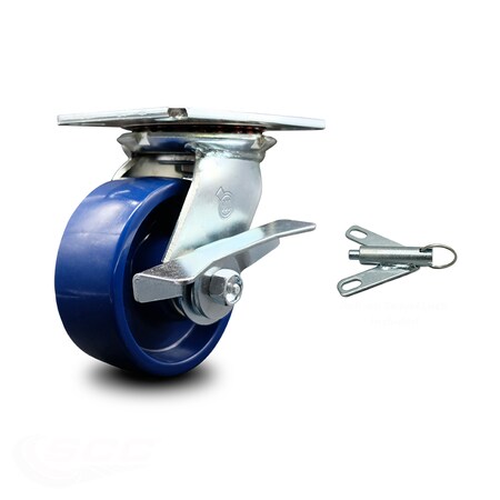 Service Caster 5 Inch Solid Poly Caster with Ball Bearing and Brake/Swivel Lock SCC-35S520-SPUB-SLB-BSL